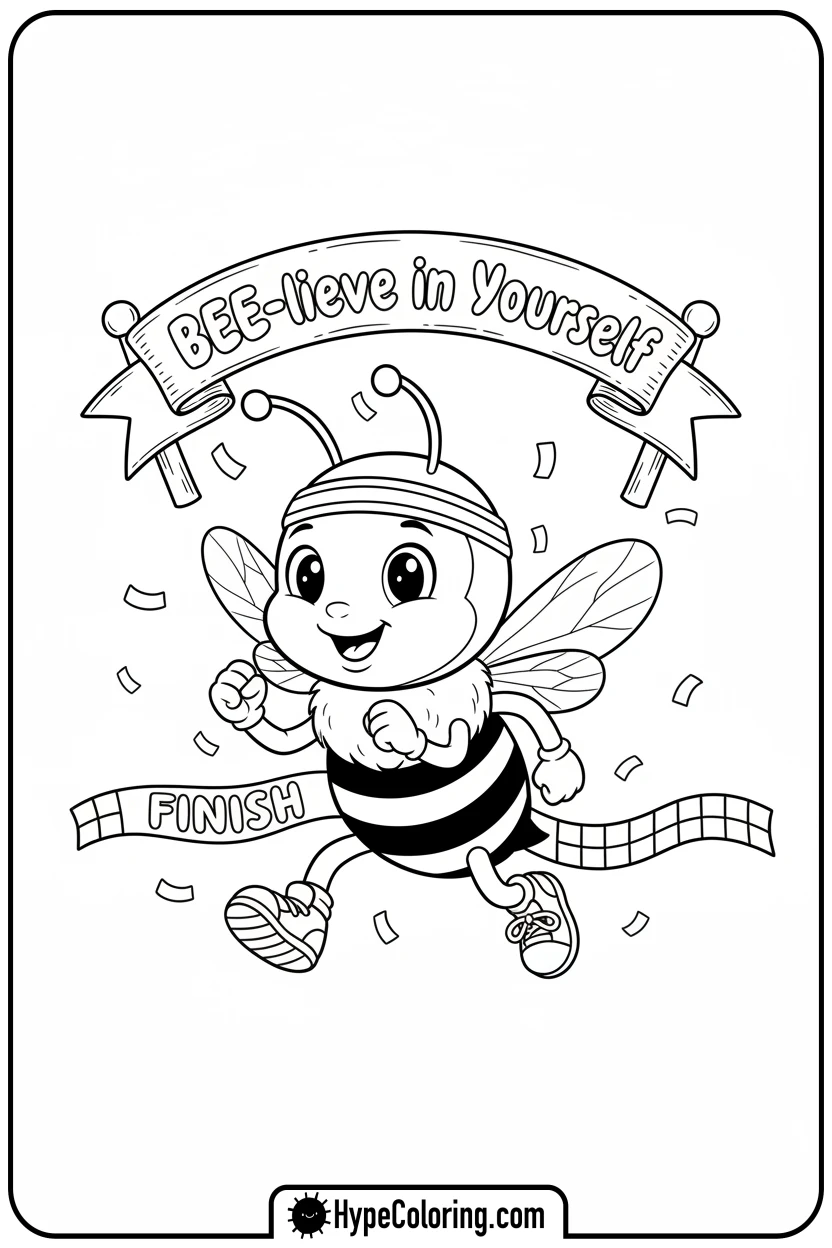 athletic-bee-crossing-finish-line - bee coloring pages