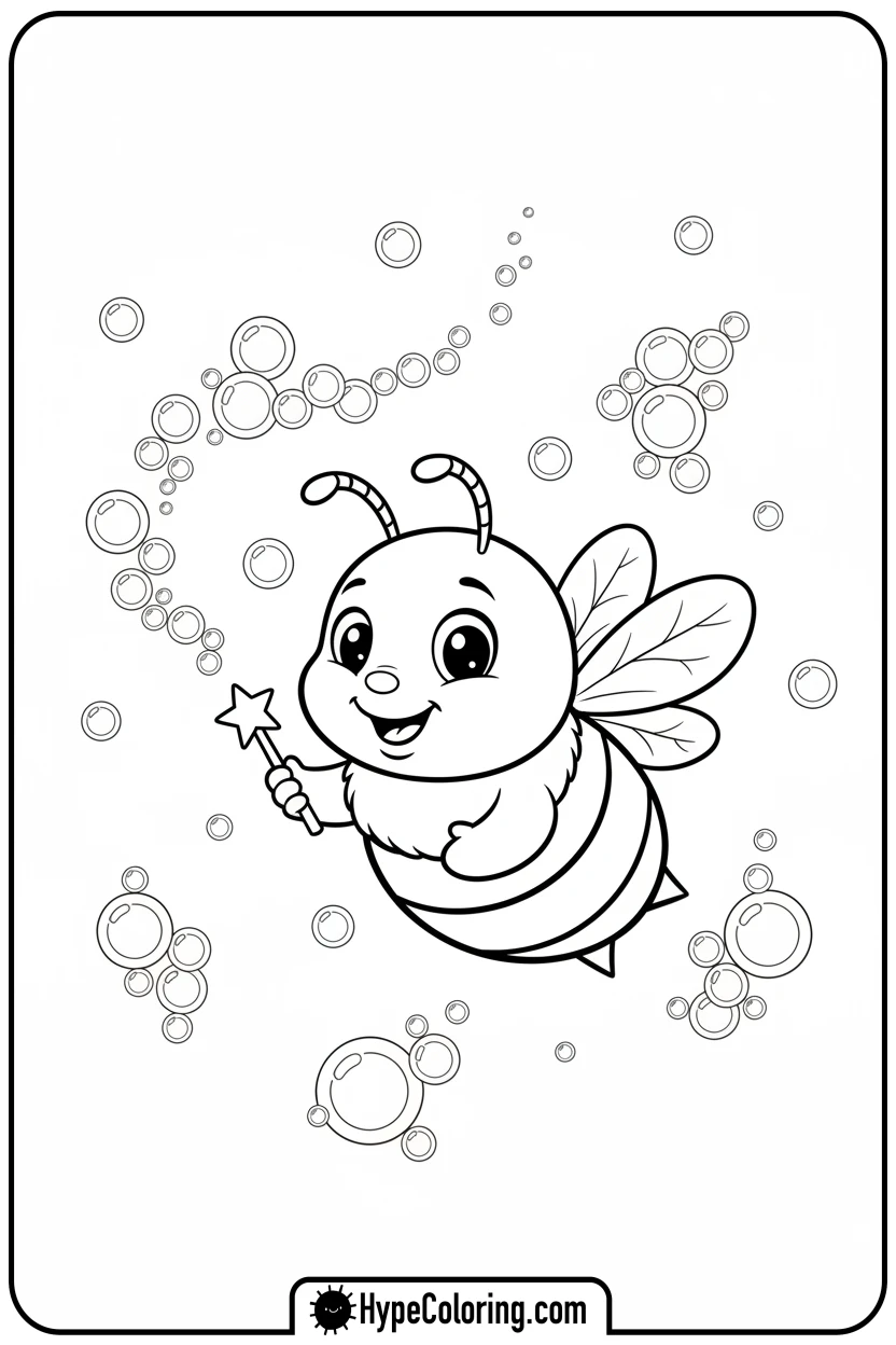 bee-blowing-bubbles - bee coloring pages