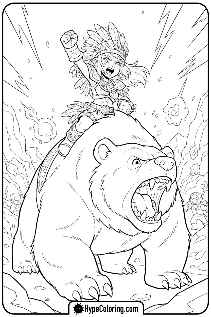 nita-riding-her-bear-bruce - brawl stars coloring pages