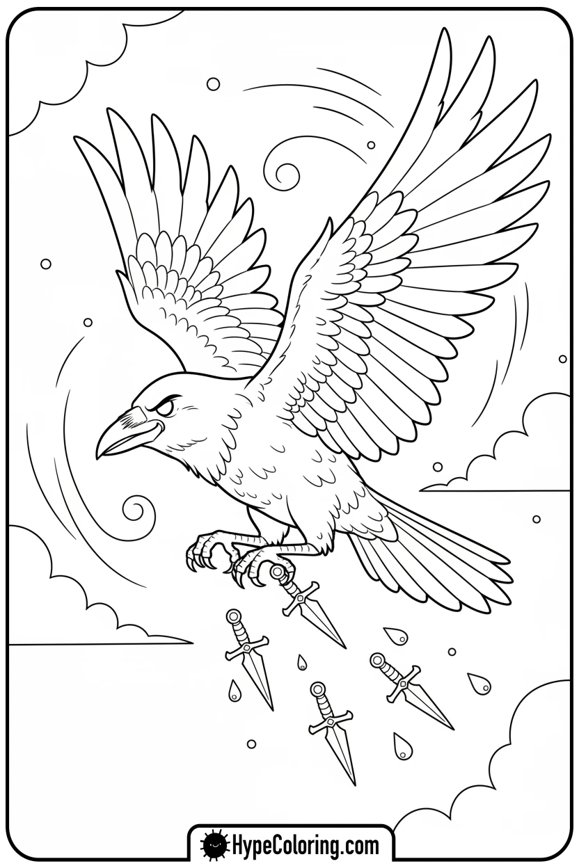 crow-throwing-poisoned-daggers - brawl stars coloring pages