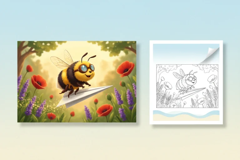 bumblebee-flying-a-tiny-paper - bumblebee coloring page