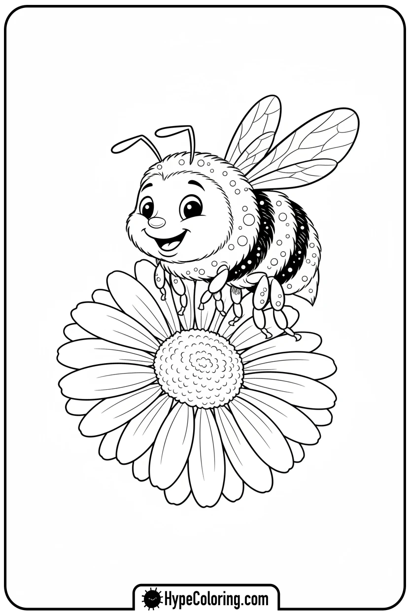 bumblebee-landing-on-daisy-with-pollen - bumblebee coloring page