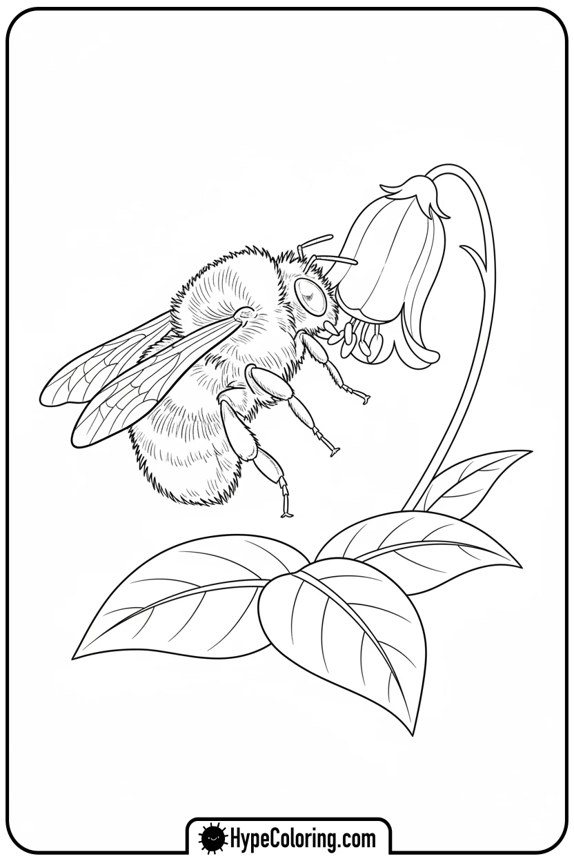 bumblebee-collecting-nectar-from-flower - bumblebee coloring page