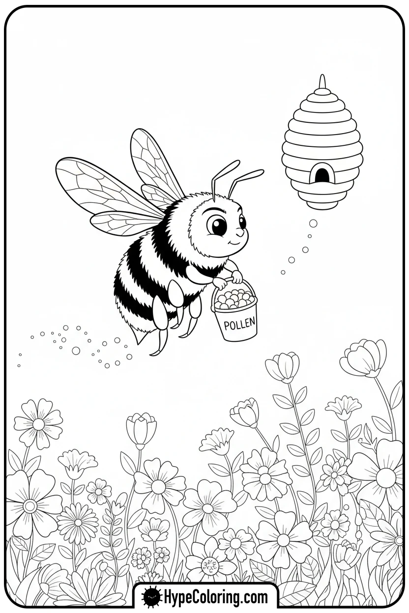 bumblebee-carrying-pollen-bucket - bumblebee coloring page