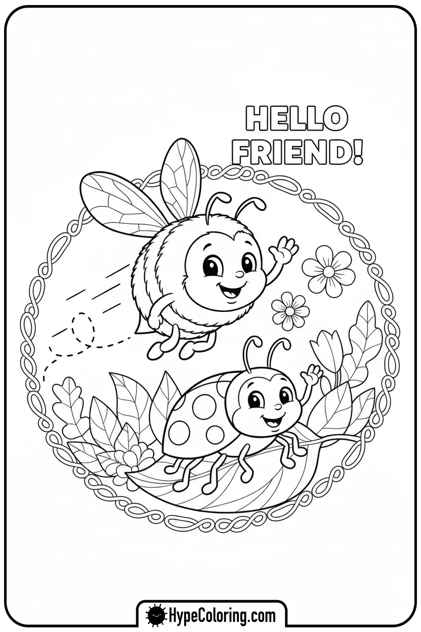 bumblebee-flying-past-ladybug - bumblebee coloring page