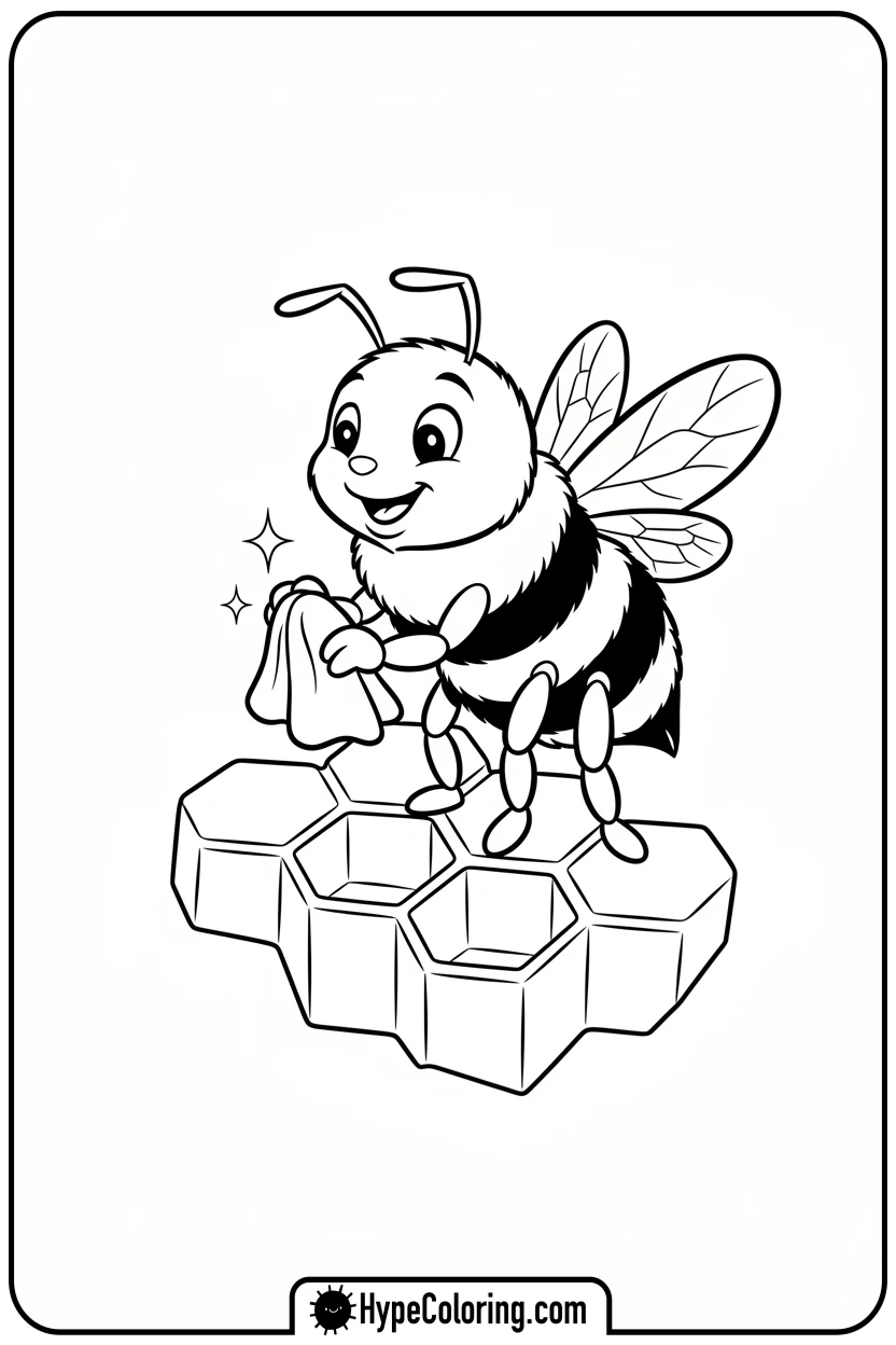 bumblebee-polishing-honeycomb - bumblebee coloring page