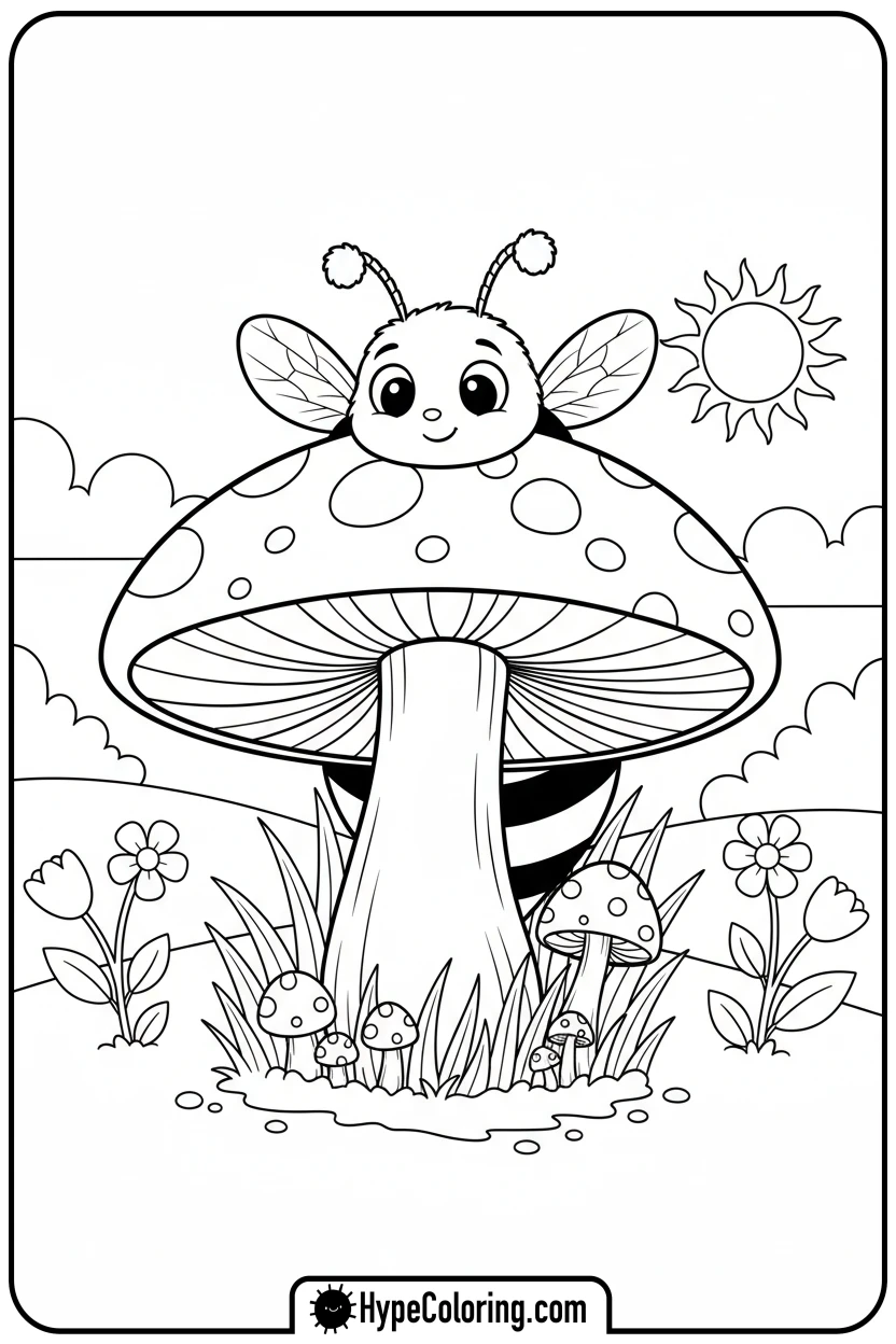 bumblebee-playing-hide-and-seek - bumblebee coloring page
