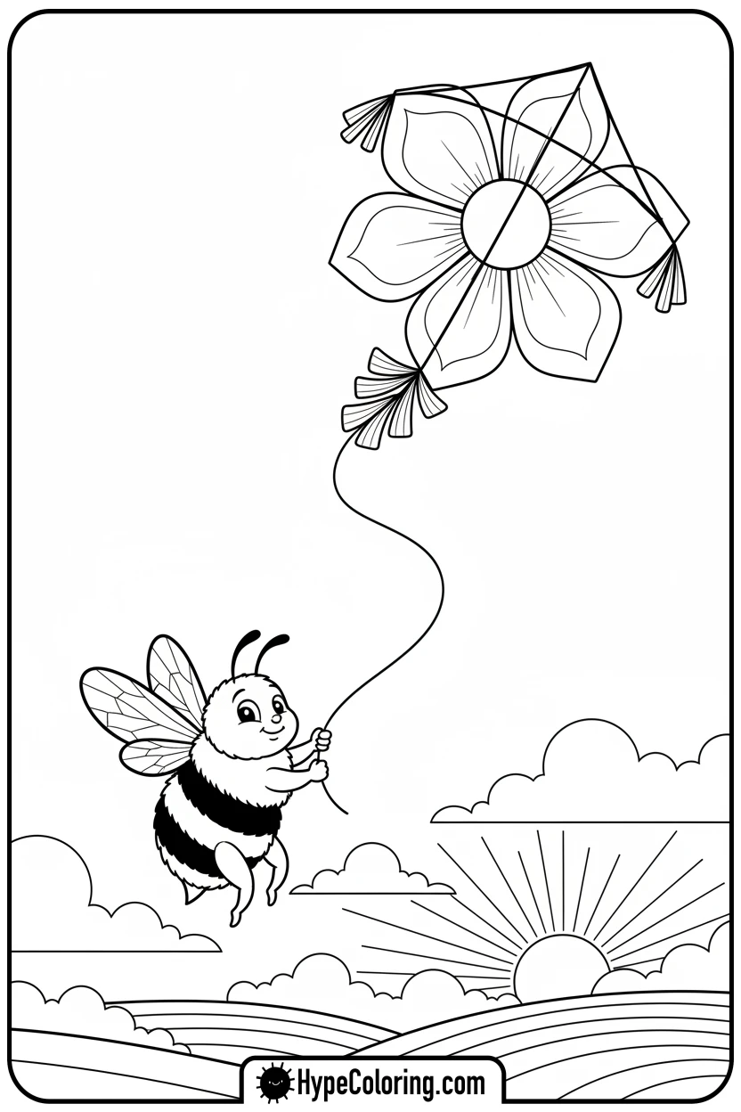 bumblebee-flying-flower-kite - bumblebee coloring page