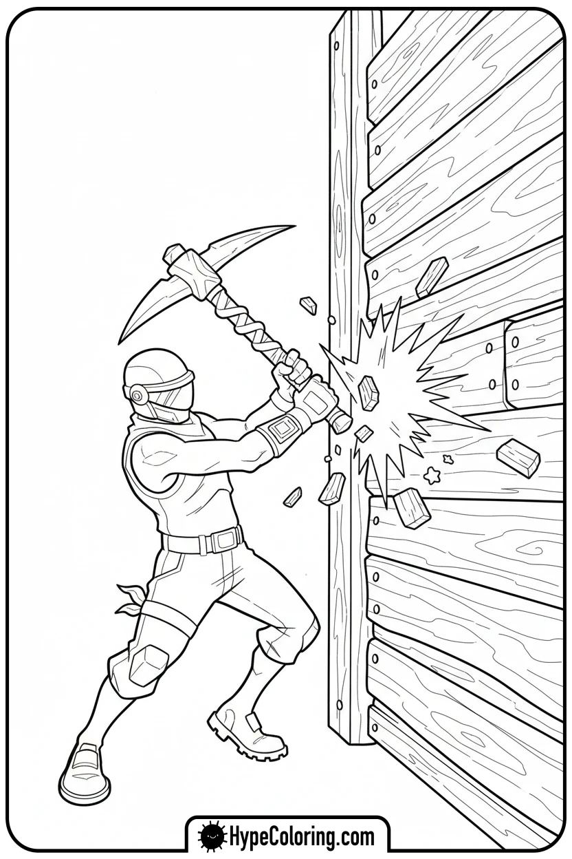 fortnite-character-pickaxing-wall - fortnite coloring pages