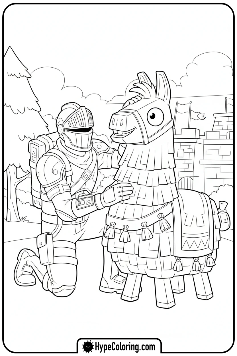 fortnite-character-with-loot-llama - fortnite coloring pages