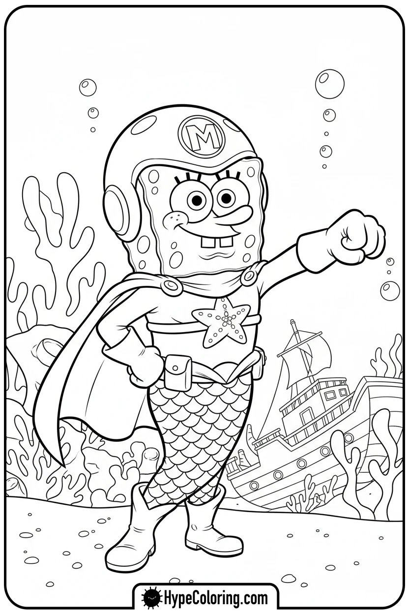 spongebob-as-mermaid-man - spongebob coloring pages