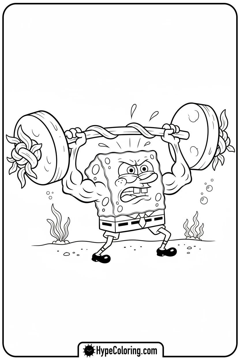 spongebob-lifting-weights - spongebob coloring pages