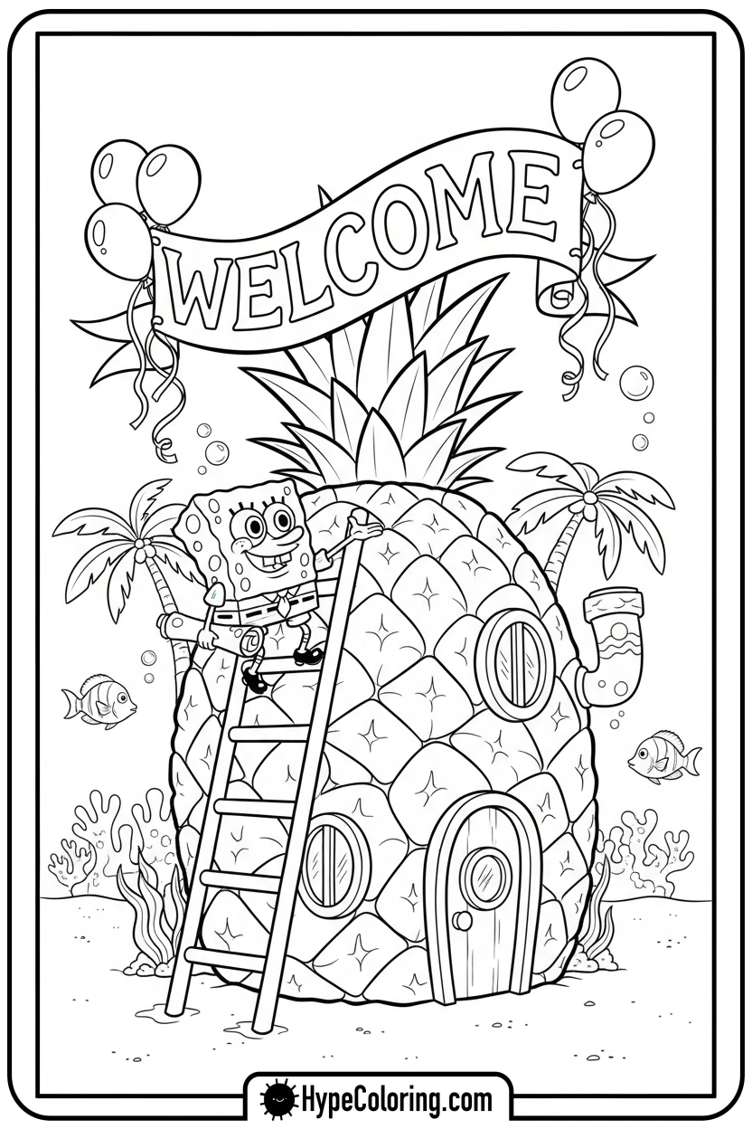 spongebob-decorating-house - spongebob coloring pages