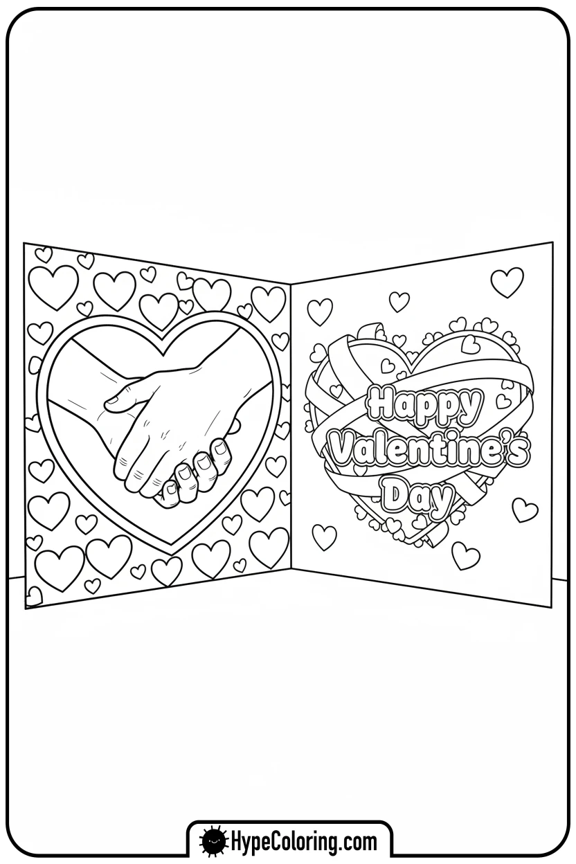 open-valentine-s-card - valentine s day coloring pages