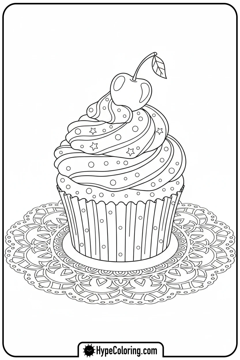 heart-topped-cupcake - valentine s day coloring pages