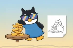 badtz-maru-trying-to-look-cool - sanrio coloring pages