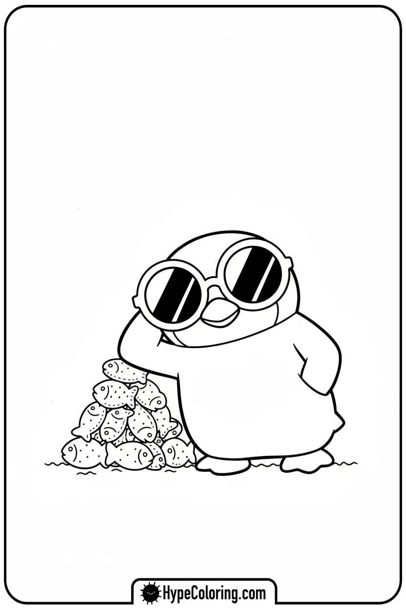 Click to download PDF badtz-maru-with-sunglasses - sanrio coloring pages
