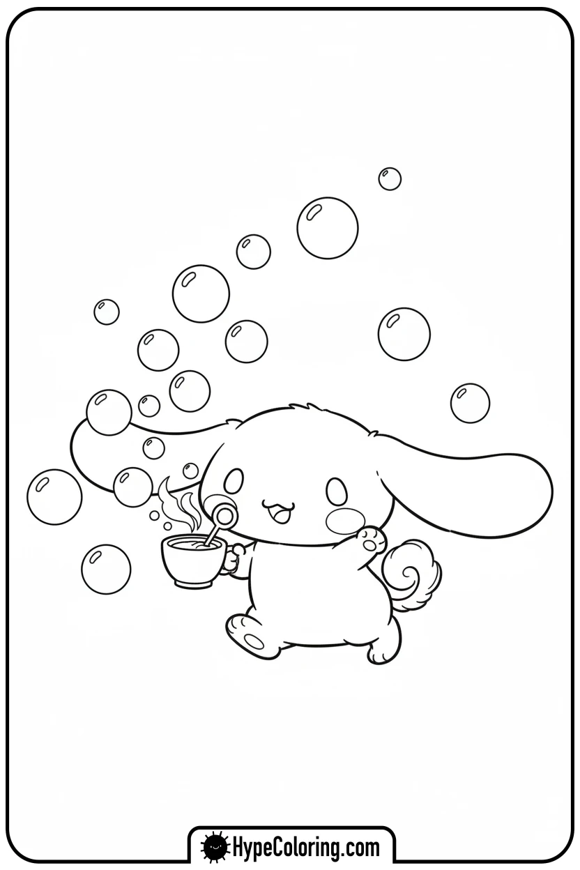 Click to download PDF cinnamoroll-blowing-bubbles - sanrio coloring pages