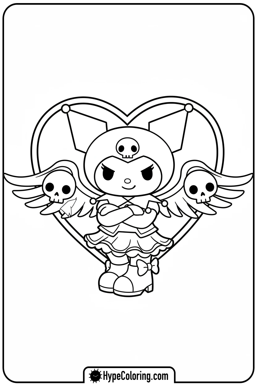 Click to download PDF kuromi-dramatic-pose - sanrio coloring pages