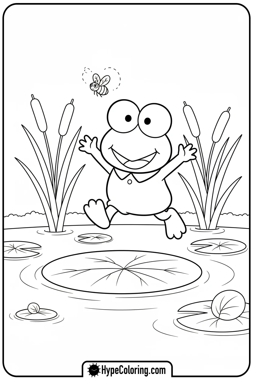 Click to download PDF keroppi-leaping-lily-pad - sanrio coloring pages