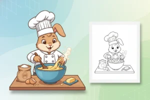a-chef-bunny-wearing-a - bunny coloring pages
