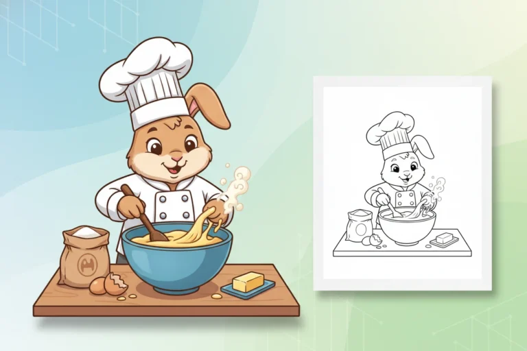 a-chef-bunny-wearing-a - bunny coloring pages