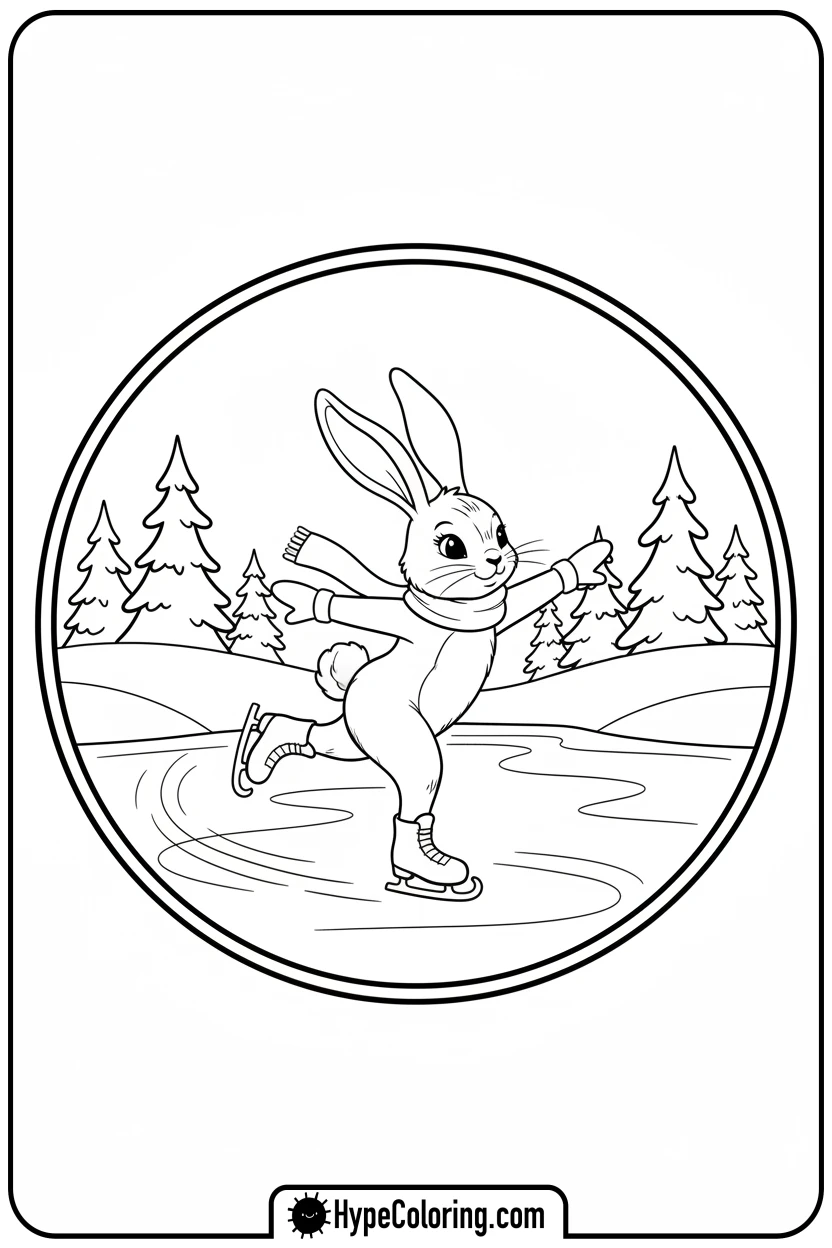 bunny-ice-skating - bunny coloring pages