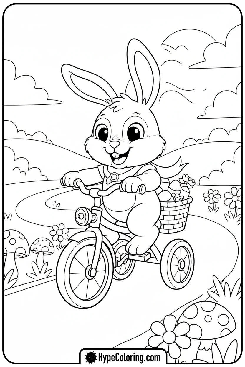 bunny-riding-tricycle - bunny coloring pages