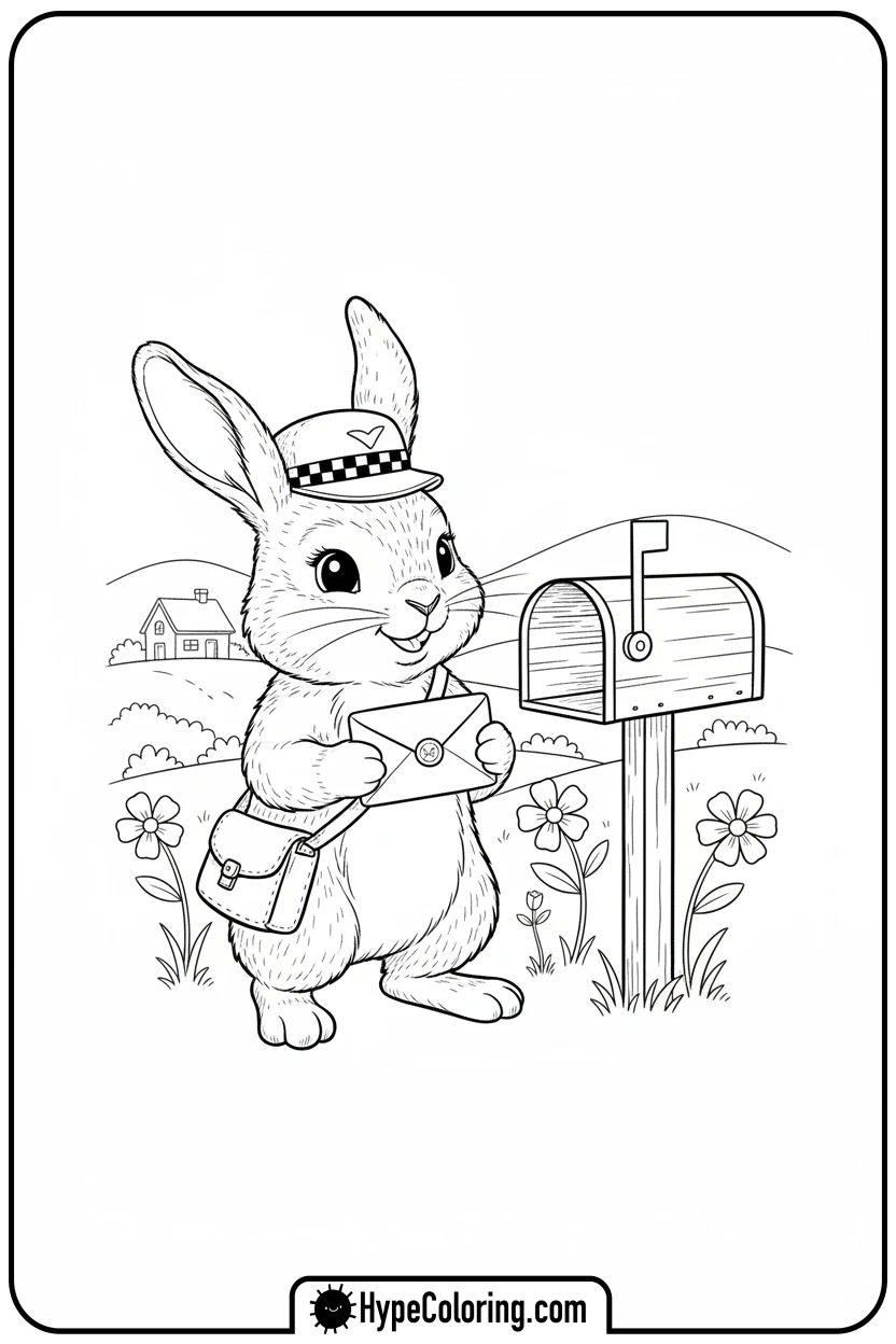 bunny-delivering-mail - bunny coloring pages