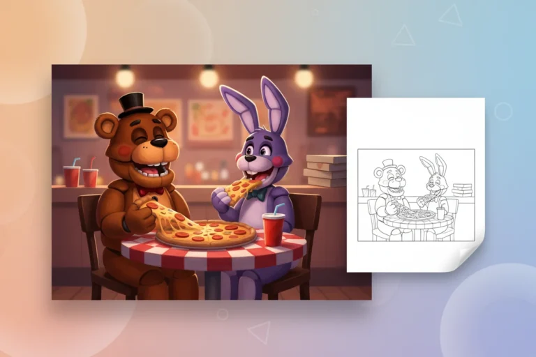 freddy-and-bonnie-sitting-at - fnaf coloring pages