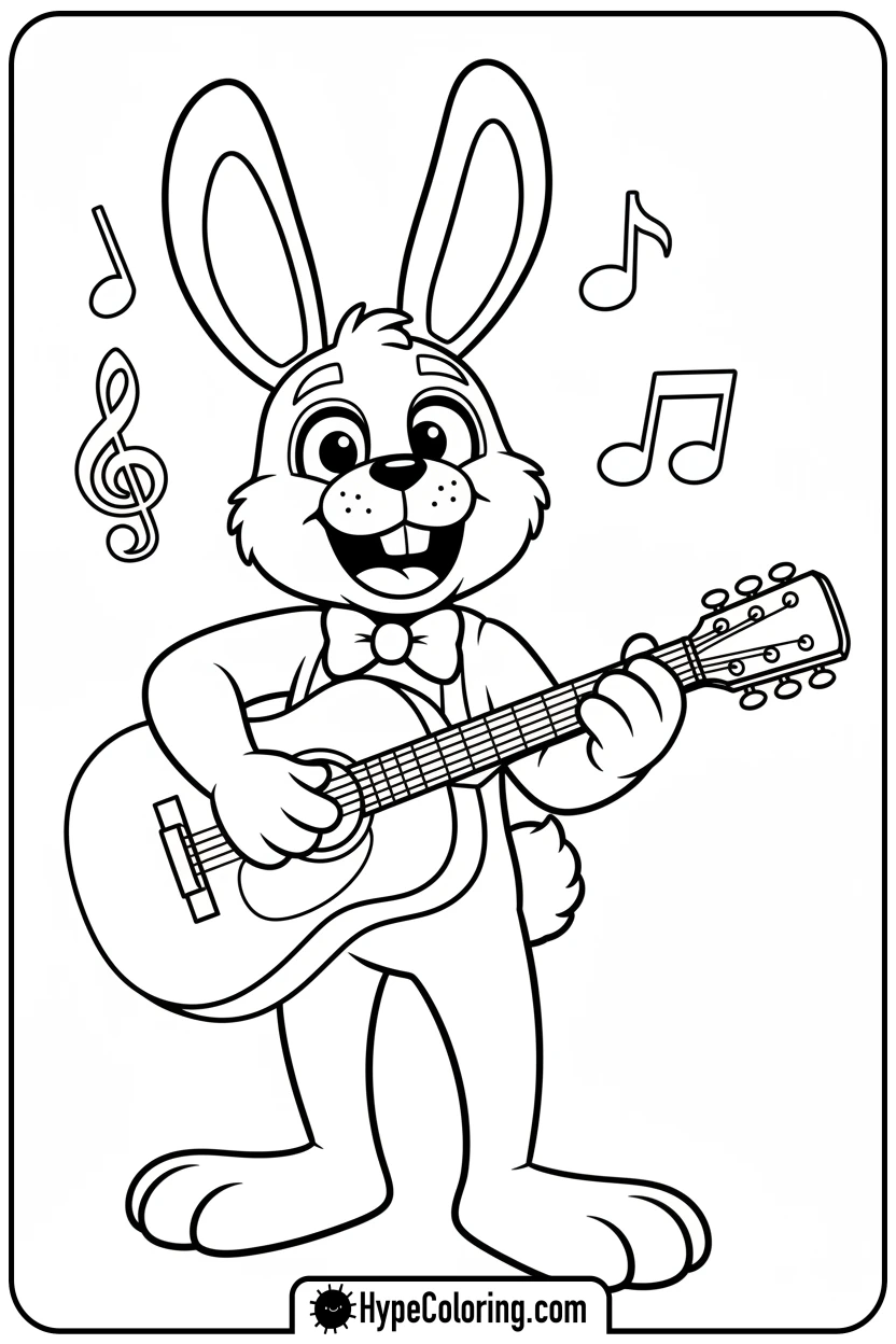 Click to download PDF bonnie-playing-guitar - fnaf coloring pages