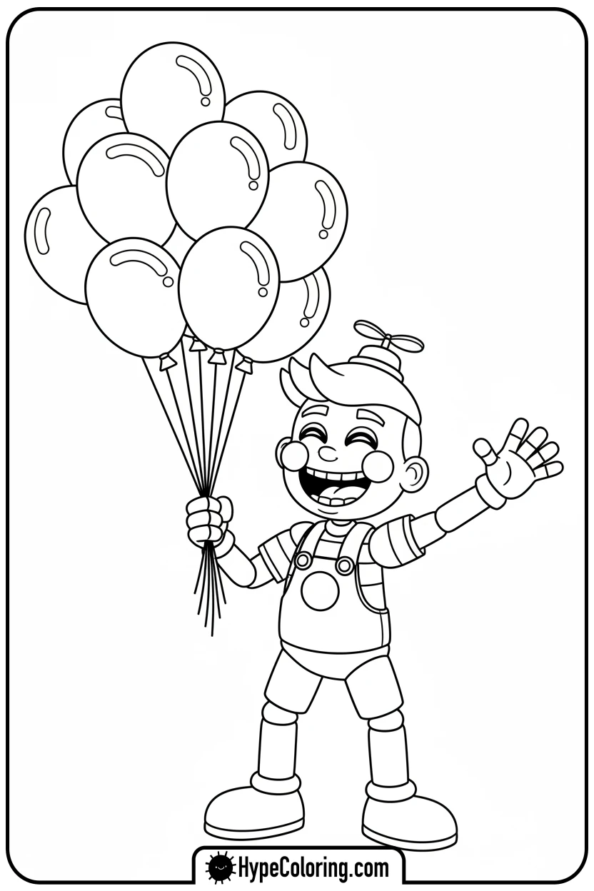 Click to download PDF balloon-boy-with-balloons - fnaf coloring pages