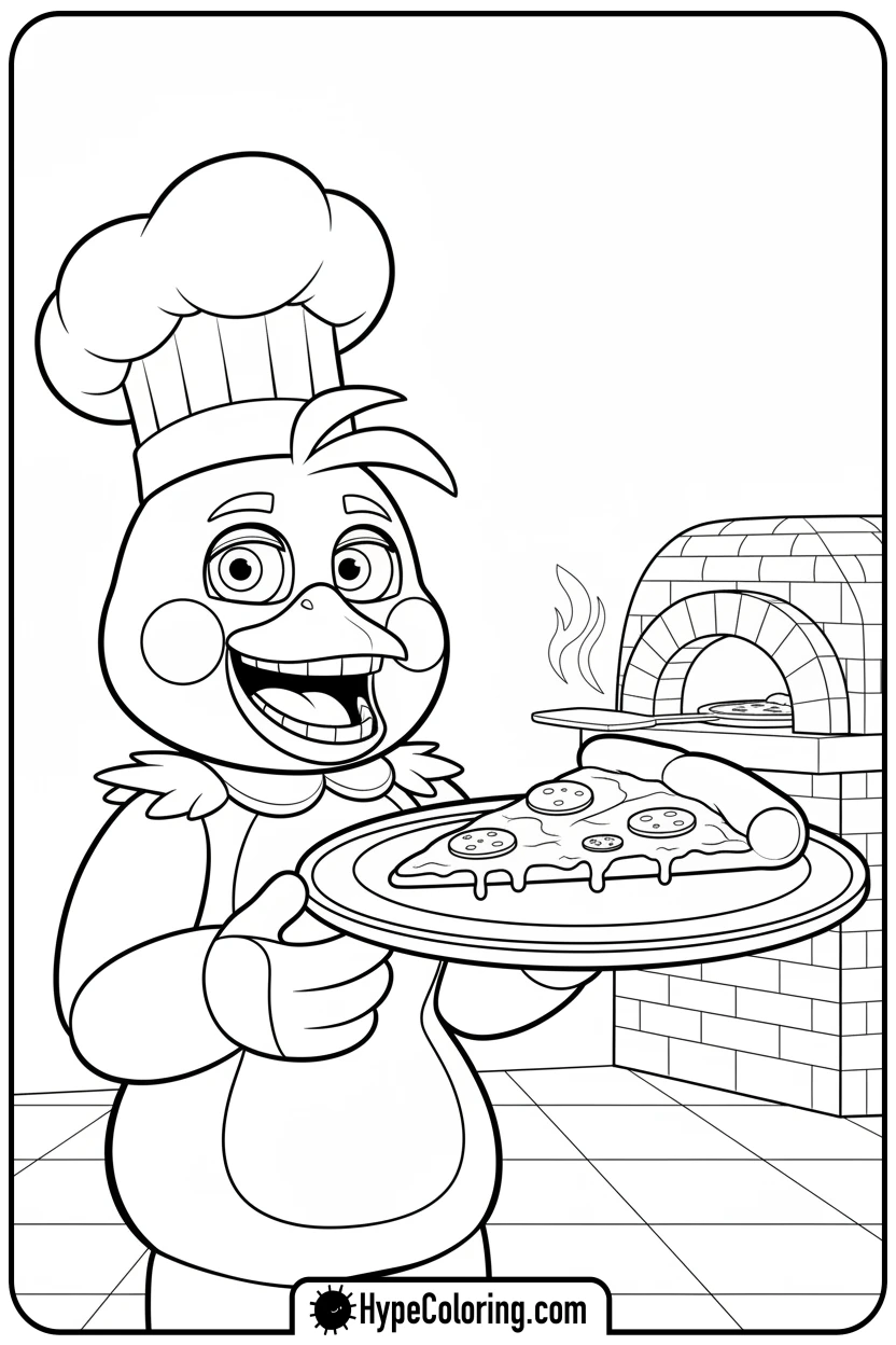 Click to download PDF chica-serving-pizza - fnaf coloring pages