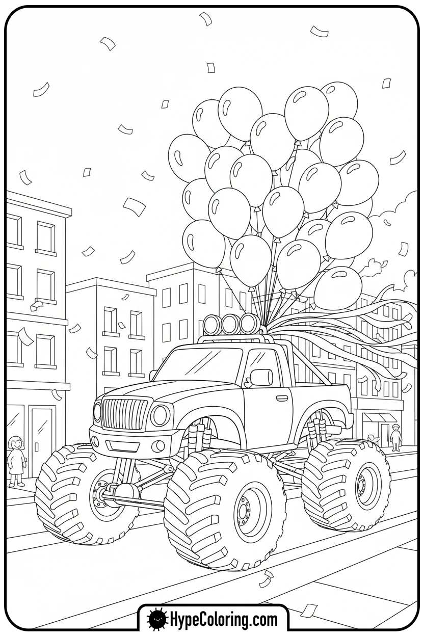 monster-truck-in-parade - monster truck coloring page