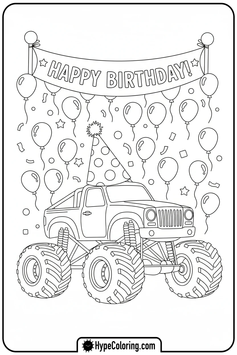 monster-truck-birthday-party - monster truck coloring page
