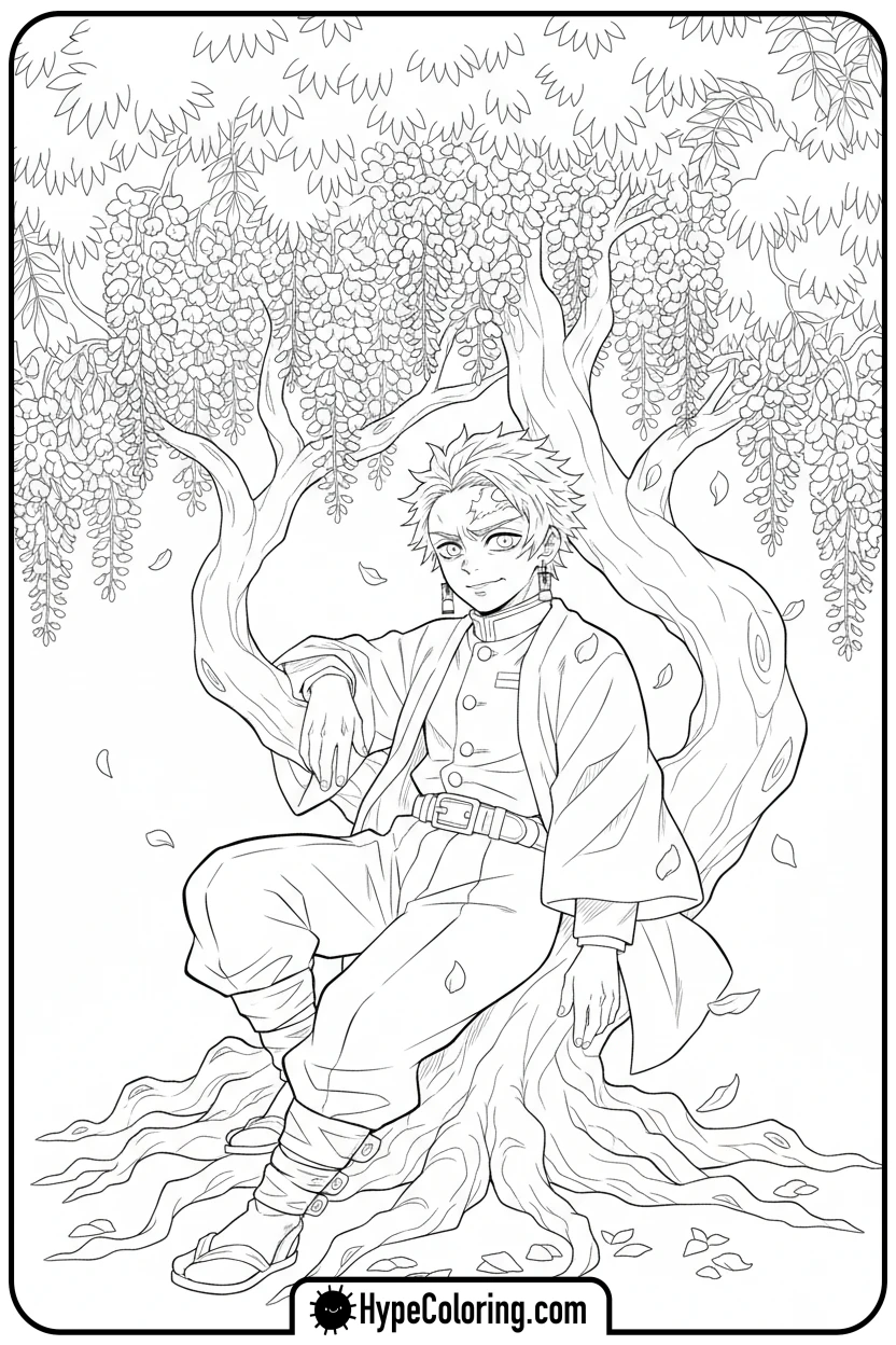 sanemi-by-wisteria-tree - demon slayer coloring pages
