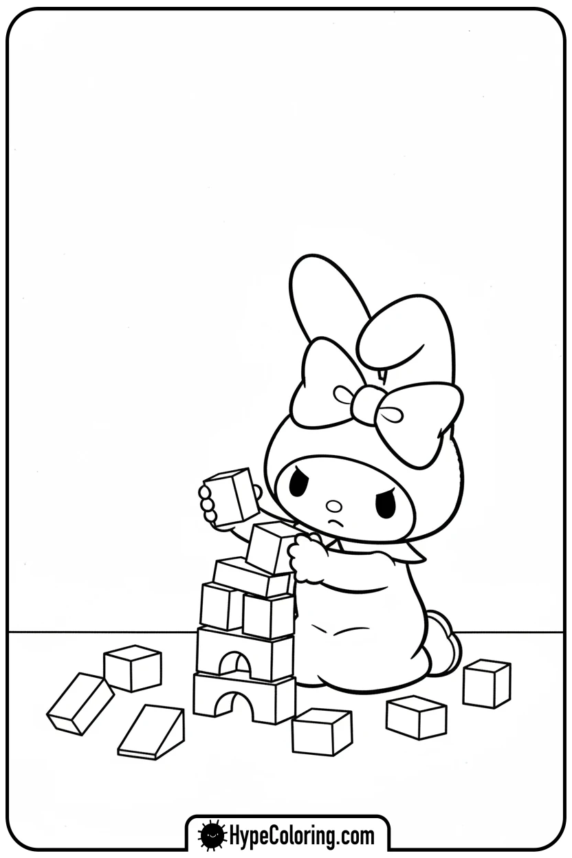 my-melody-building-blocks - my melody coloring pages