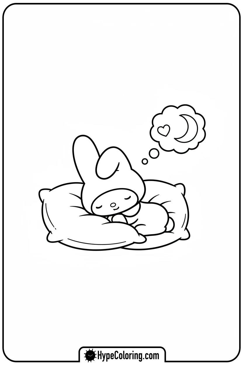 my-melody-sleeping-on-a-cloud - my melody coloring pages