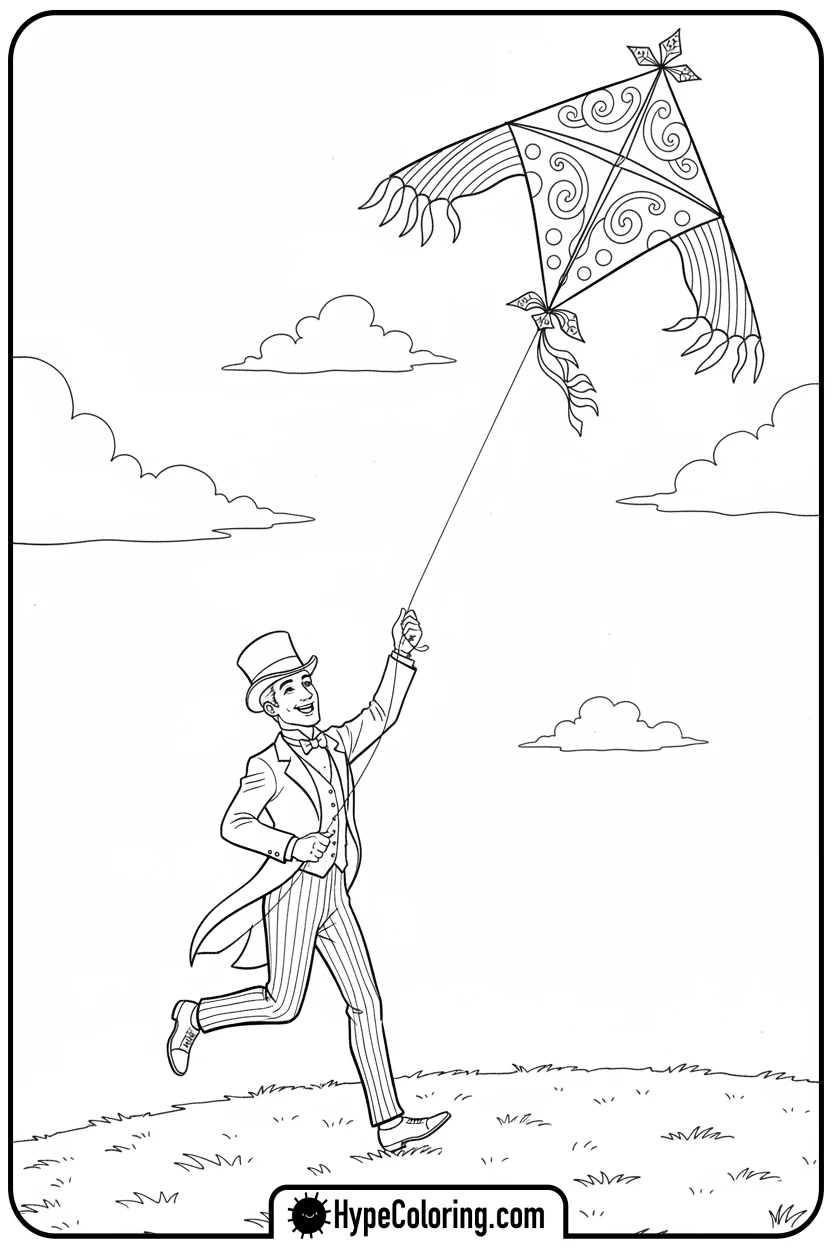 dandy-flying-a-kite - dandy's world coloring pages