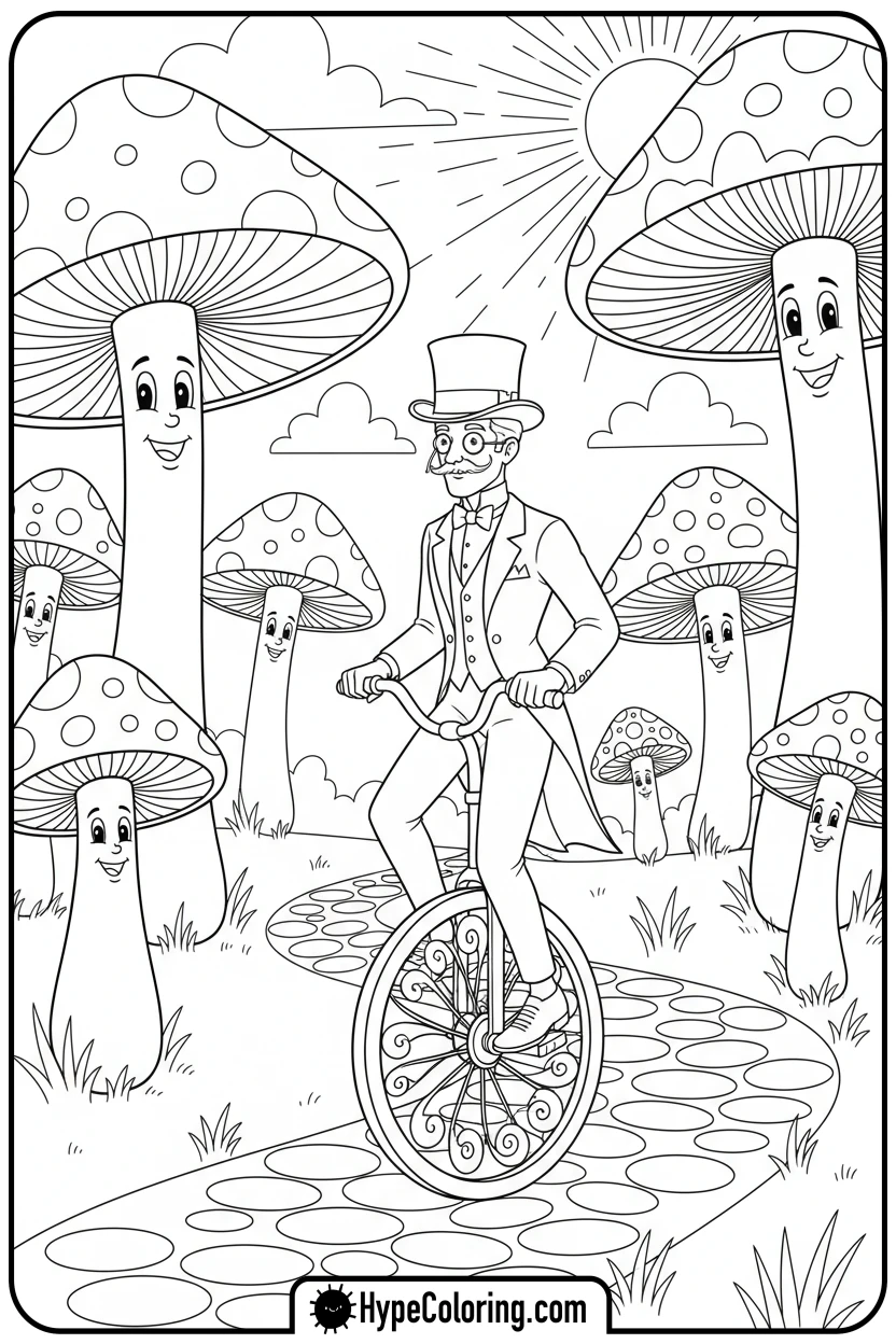 dandy-riding-unicycle - dandy's world coloring pages