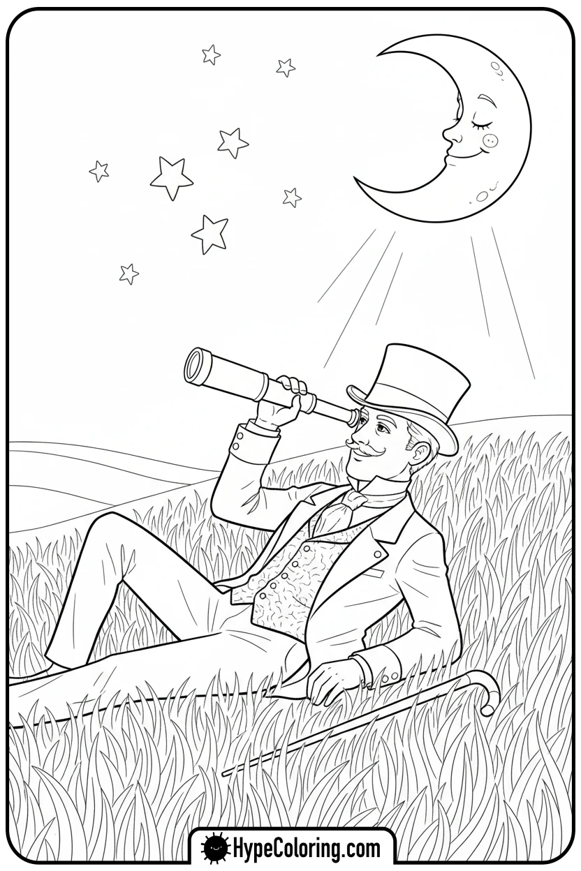 dandy-stargazing-with-telescope - dandy's world coloring pages