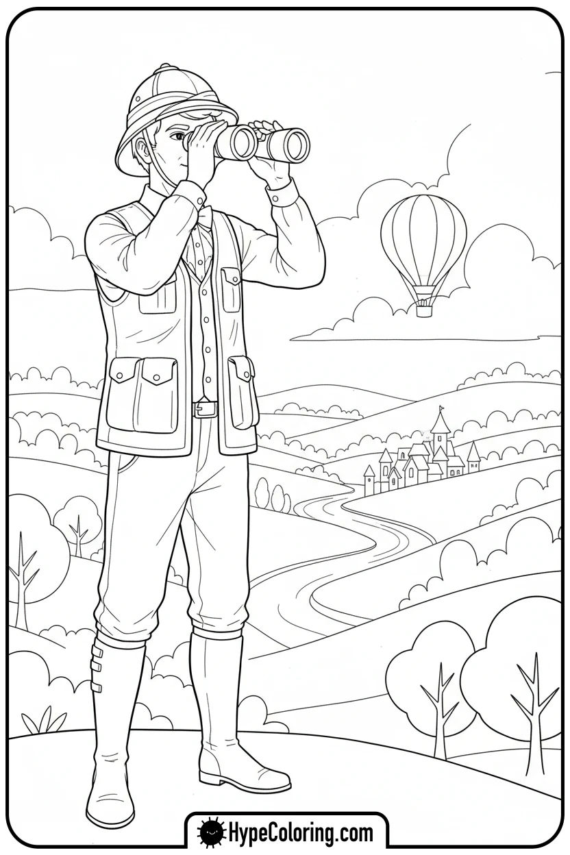 dandy-explorer-with-binoculars - dandy's world coloring pages