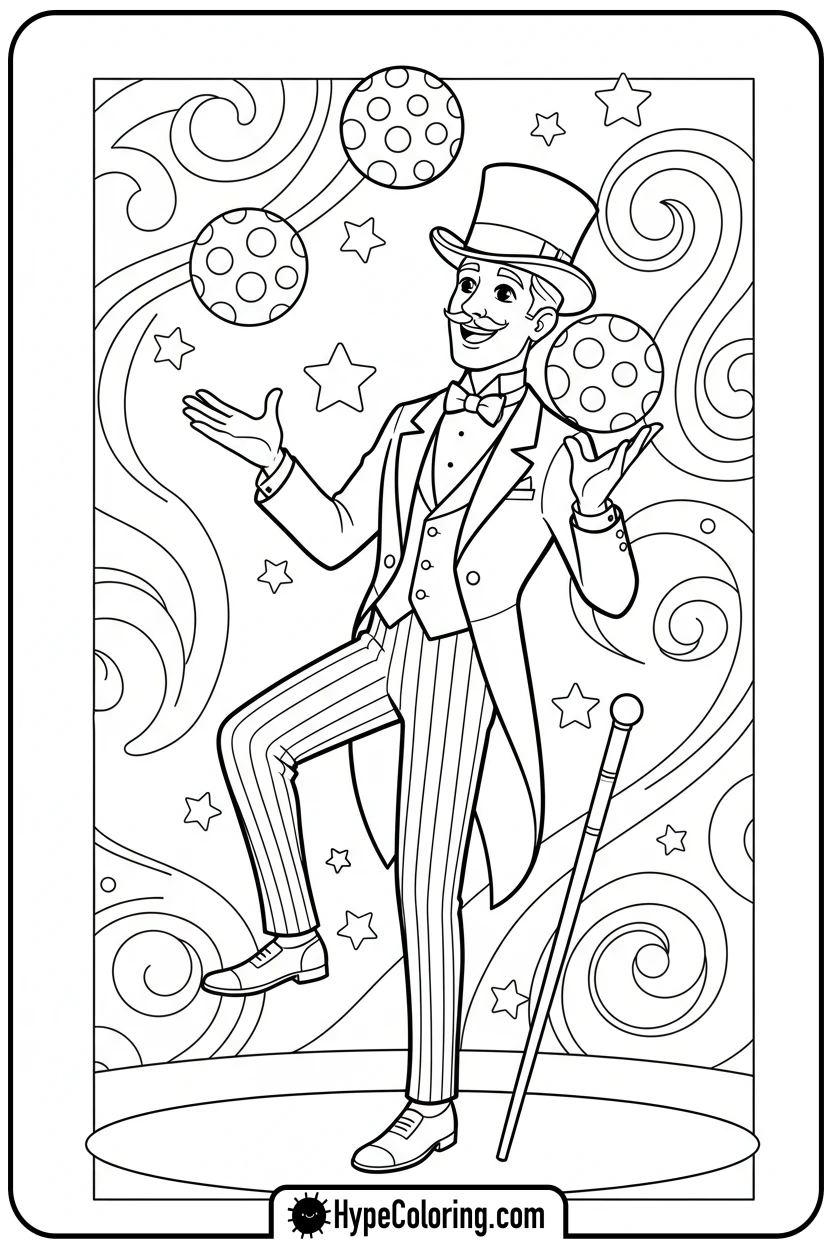 dandy-juggling-colorful-balls - dandy's world coloring pages