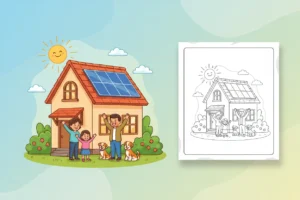 a-cozy-house-with-visible - earth day coloring pages