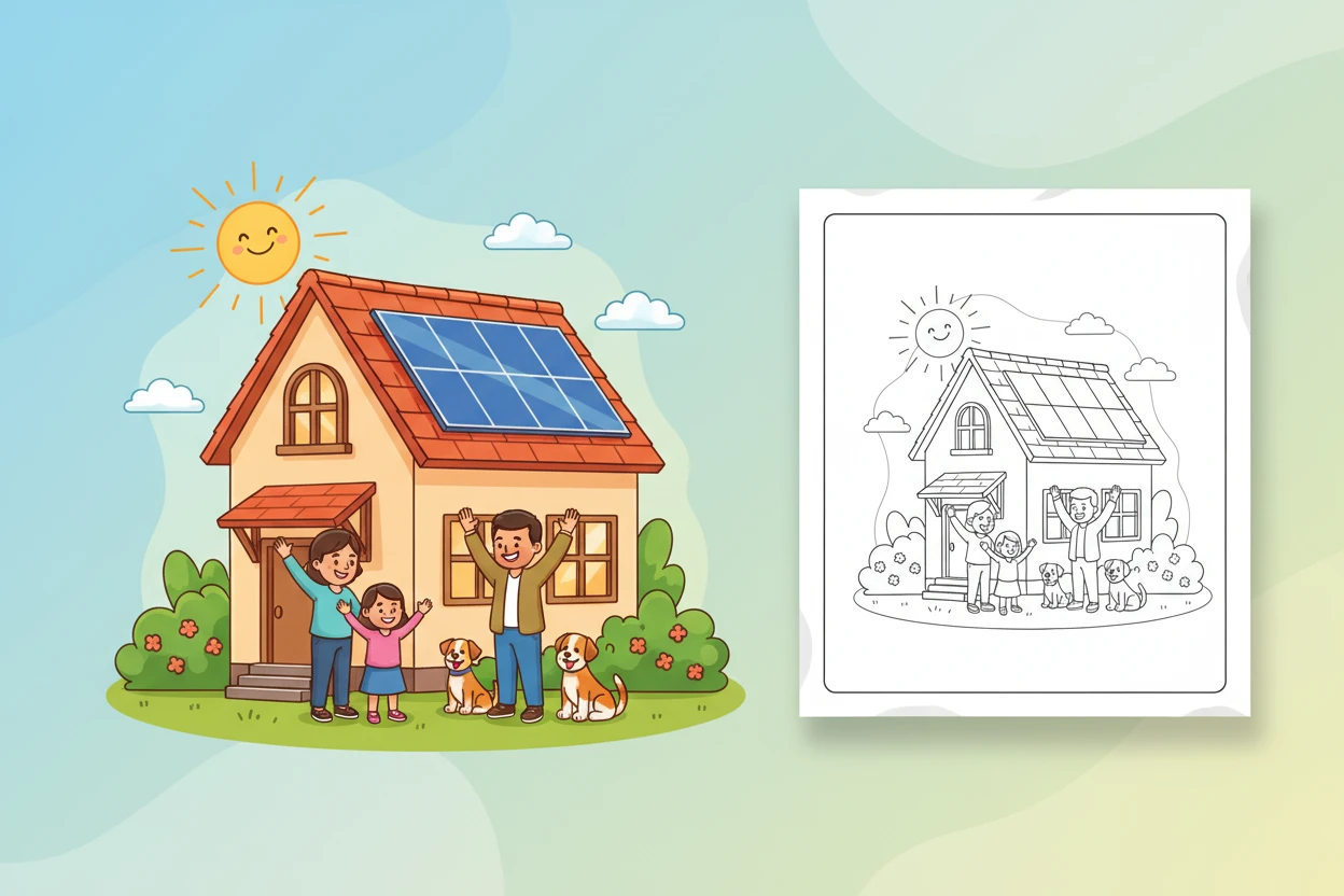 a-cozy-house-with-visible - earth day coloring pages