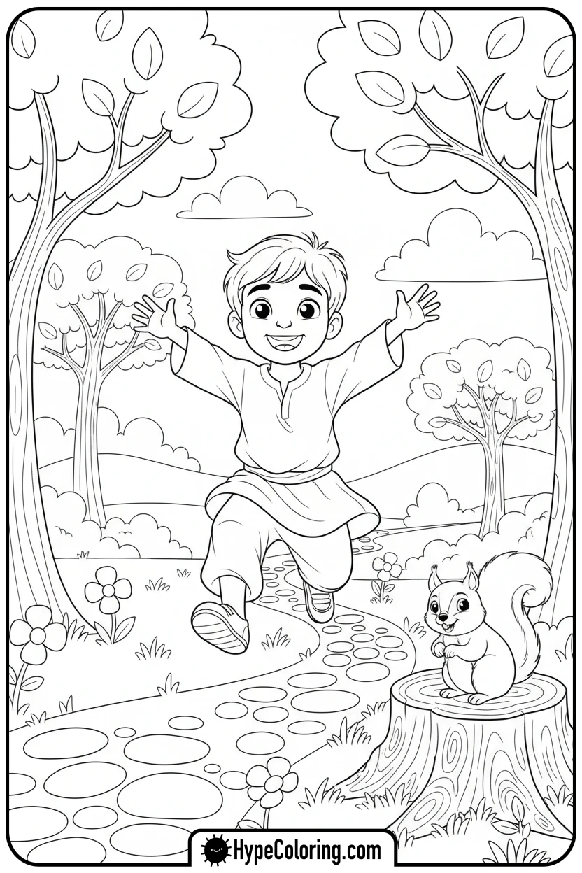 Click to download PDF saja-boy-running-in-park - saja boys coloring page