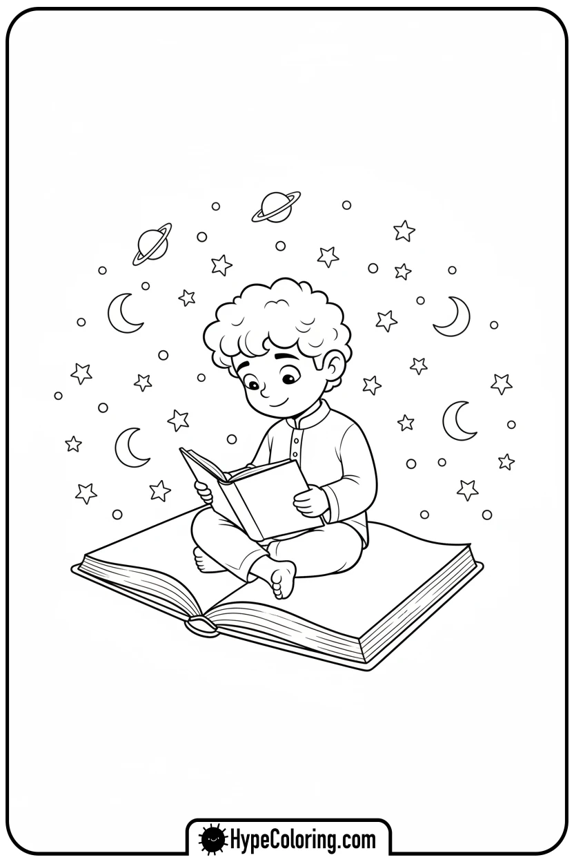 Click to download PDF saja-boy-reading-a-book - saja boys coloring page