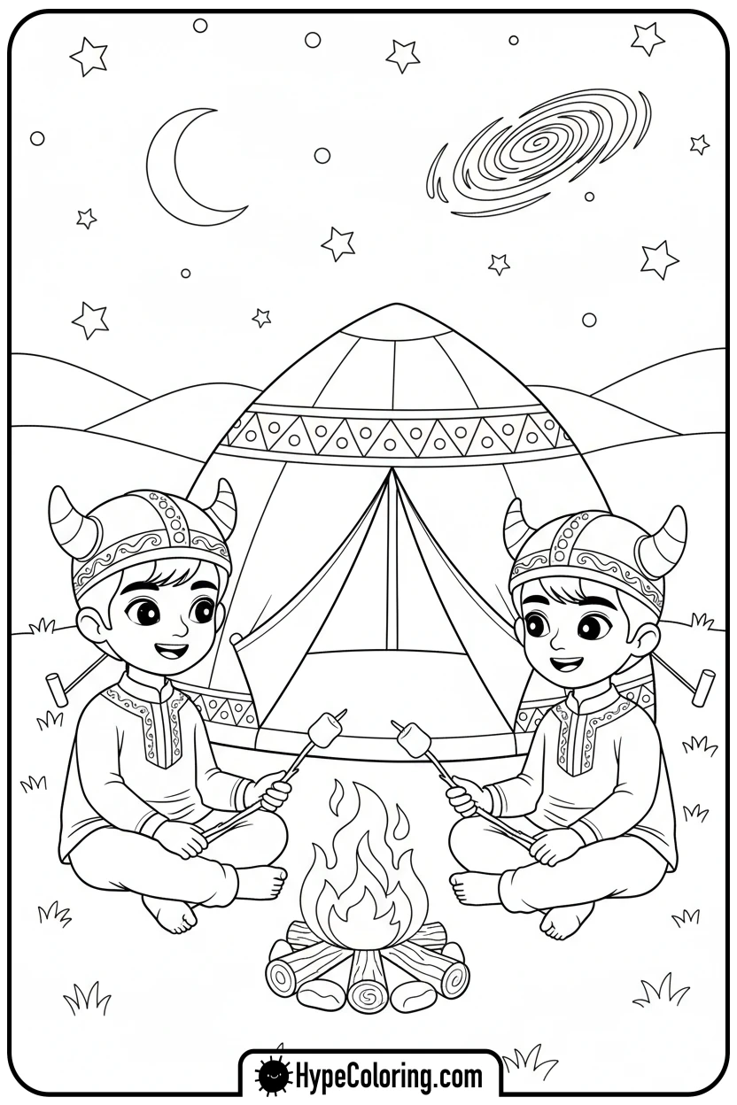 Click to download PDF two-saja-boys-camping - saja boys coloring page