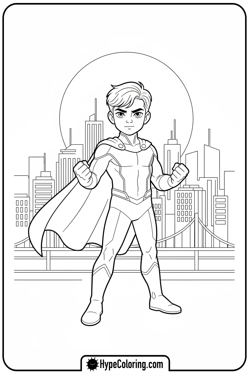 Click to download PDF saja-boy-superhero-pose - saja boys coloring page