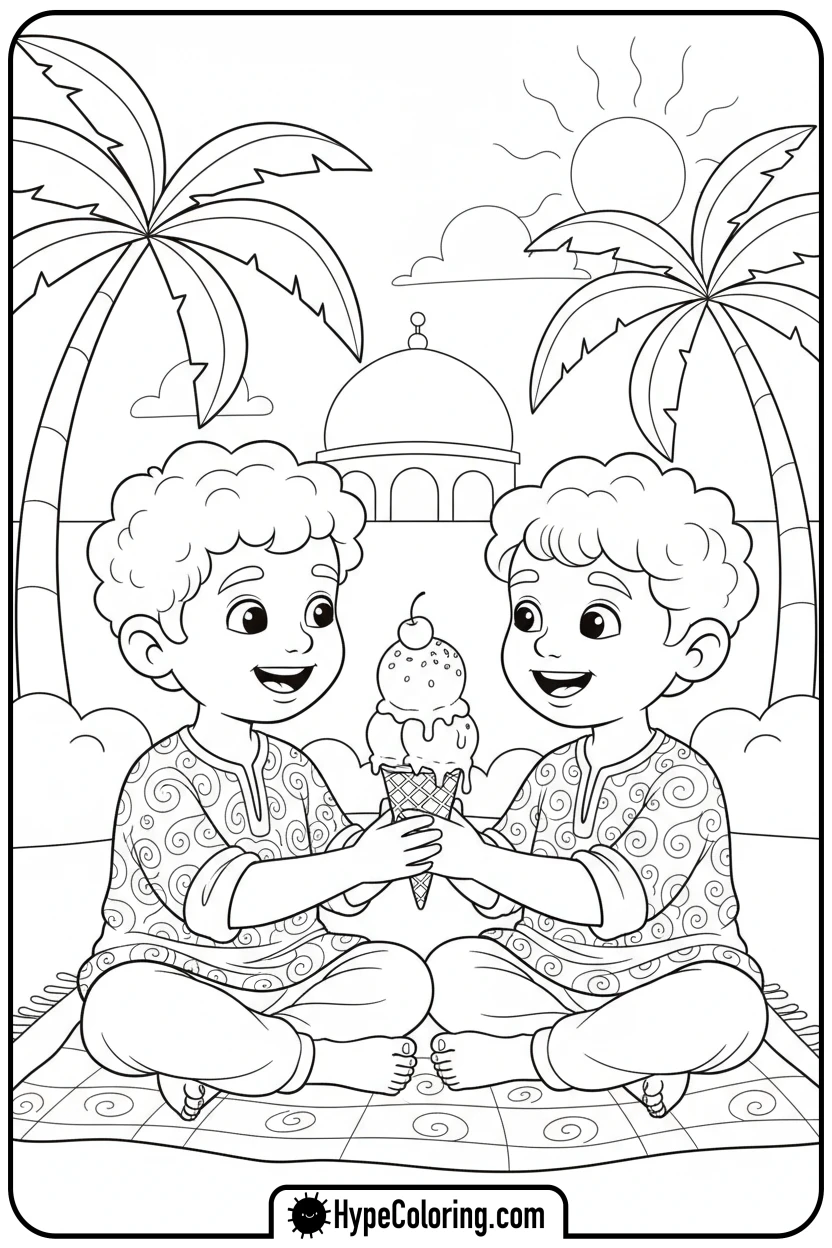 Click to download PDF two-saja-boys-sharing-ice-cream - saja boys coloring page